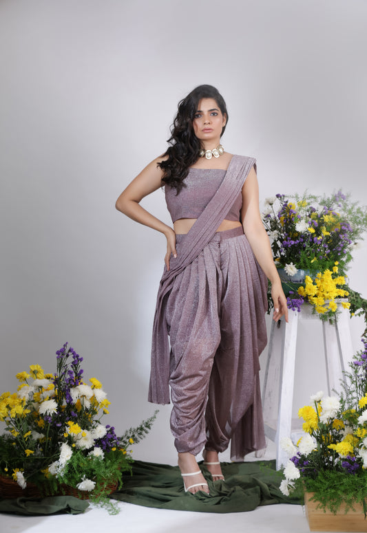 Elegant Purple Georgette Dhoti Set