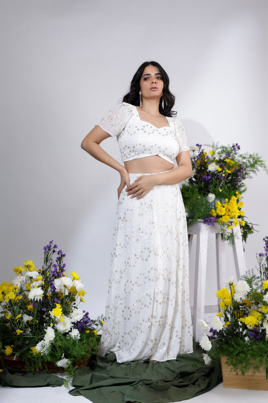 White Sparkle Lehenga Set