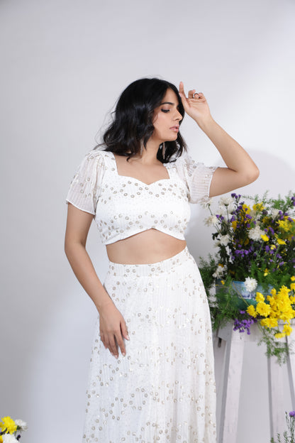 White Sparkle Lehenga Set