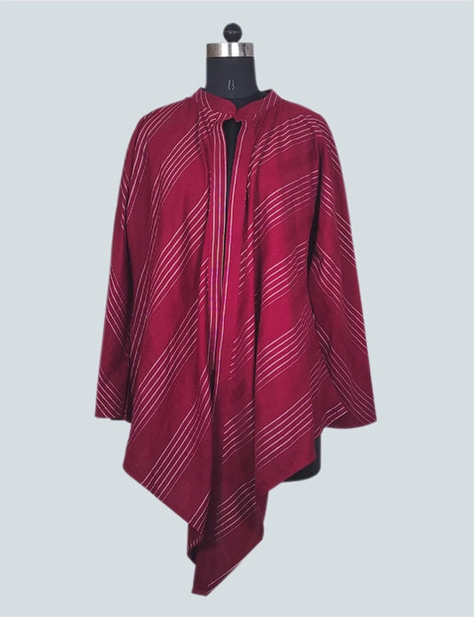 Brick Red Jacket with White Stripes