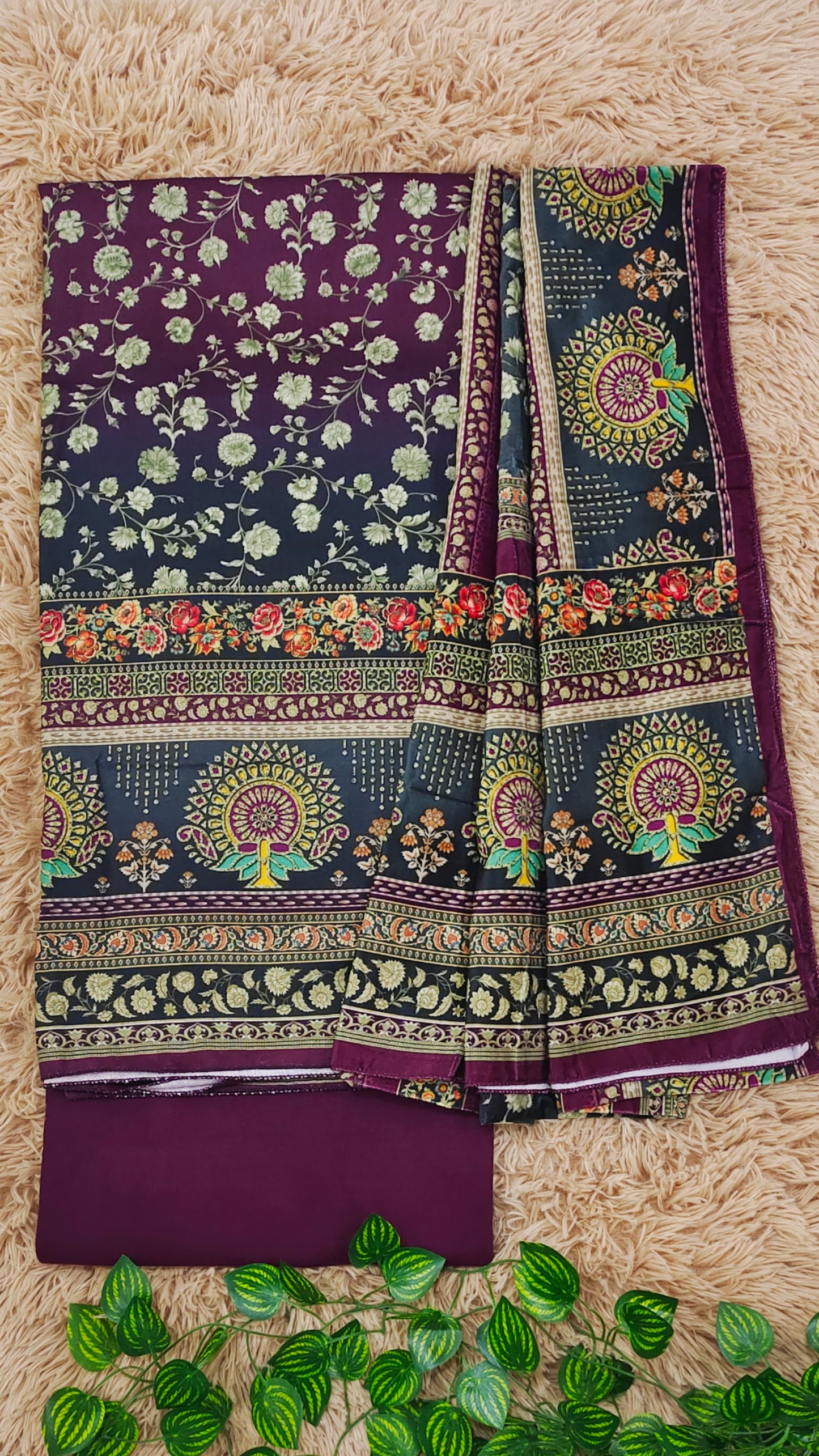 Pashmina Pure Velvet Floral Printed Unstitched Dress Material