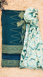 Pashmina Silk Unstitched Dress Material with Patch Work in Blue