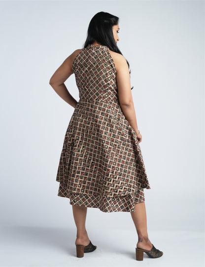 Women’s Kalamkari Block Printed Sleeveless Shift Dress