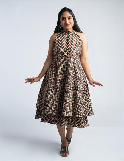 Women’s Kalamkari Block Printed Sleeveless Shift Dress