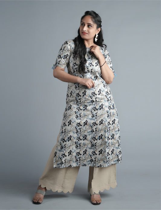 Crepe Kurta Palazzo Set with Ethnic Motif Print