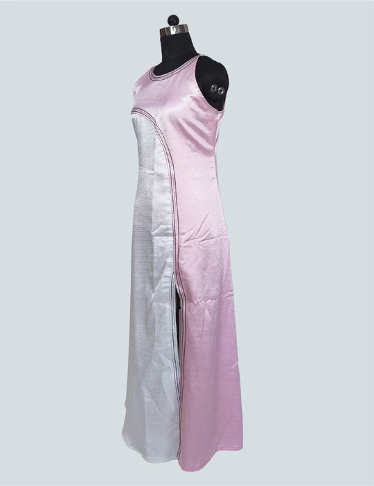 Simple Pink and White Sleeveless Maxi Dress