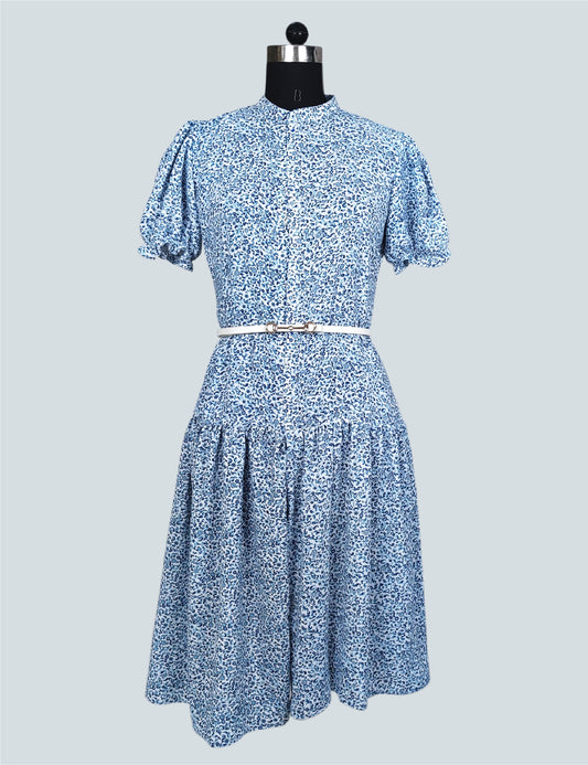 Whispering Blossoms Blue Midi Dress